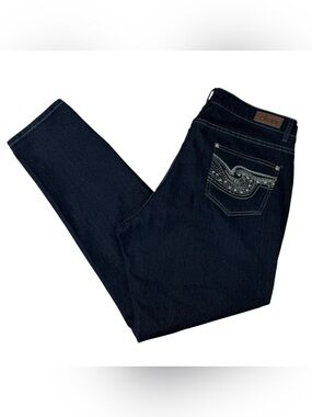 dkin 18W Dark Wash Straight Leg Jeans Embellished Beaded Back Pockets
